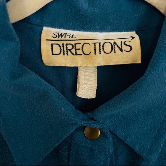 Teal Ultrasuede Shirt Dress / Duster with Jeweled Pocket Fits Small-Large - Picture 7 of 9